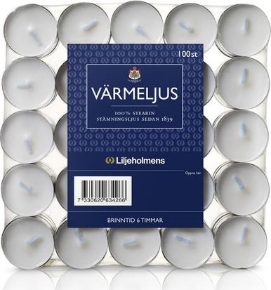 Värmeljus Liljeholmens Stearin 6H 100/fp