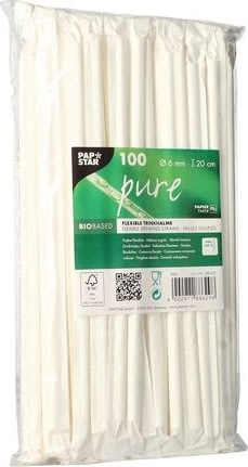 Sugrör PURE papp böjbar singelfp 100/fp