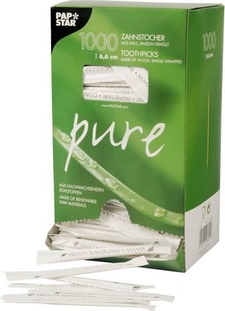 Tandpetare PURE Trä rund 6,5cm 1000/fp