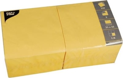 Servett 3-lags 33x33cm gul 250/fp