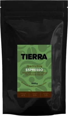 Kaffe TIERRA Espresso Hela Bönor 1kg