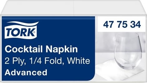 Servett TORK Cocktail 2-lags vit 200/fp