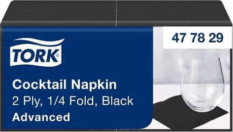 Servett TORK Cocktail 2-lag svart 200/fp