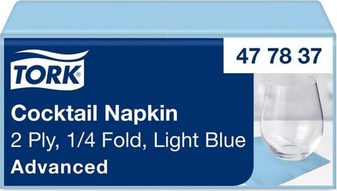Servett TORK Cocktail 2-lag ljblå 200/fp