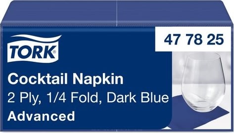 Servett TORK Cocktail 2-lags blå 200/fp