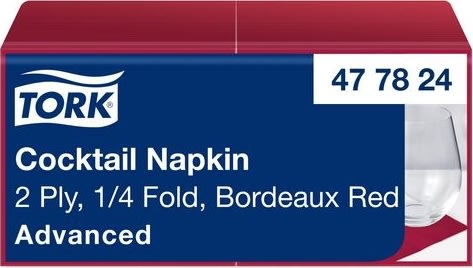 Servett TORK Cocktail 2-lag v.röd 200/fp
