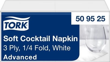 Servett TORK Vit 3-lgr, 24x24cm 200/fp