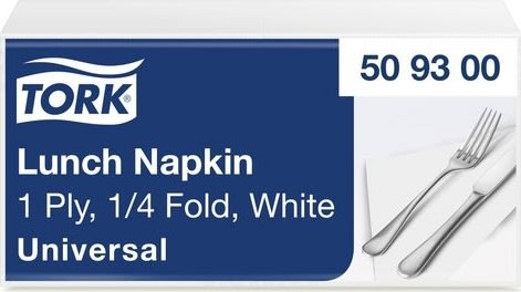 Servett TORK 1/4-vikt 1-lag vit 500/fp