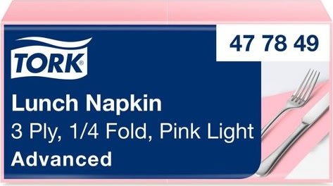 Servett TORK Lunch 3-lags ljrosa 150/fp