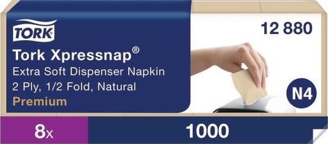 Servett TORK Pre N4 2-lags natur 1000/fp