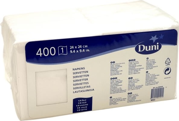 Servett 1-lags 24x24cm vit 500/fp