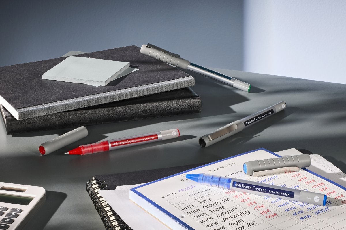 Faber-Castell Free Ink Rollerballpenna, EF, Röd