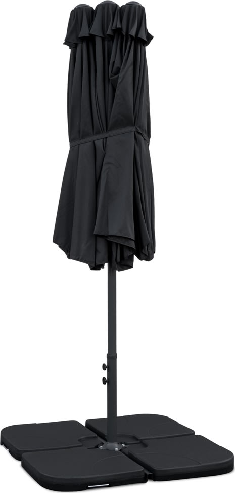 Dubbelparasoll, 450x264cm-inkl. fot+överdrag/svart