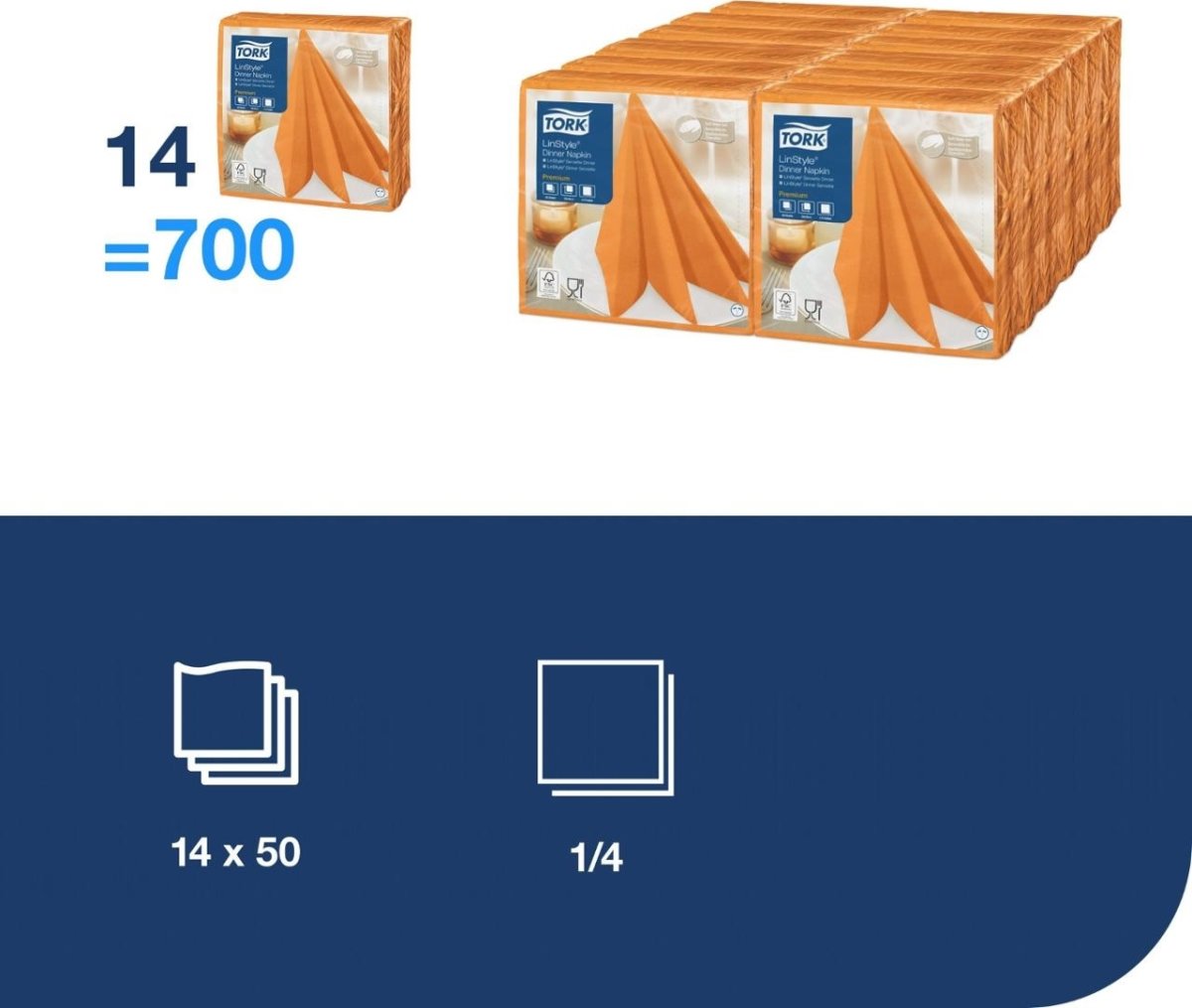 Servett TORK LinStyle orang39x39cm 50/fp