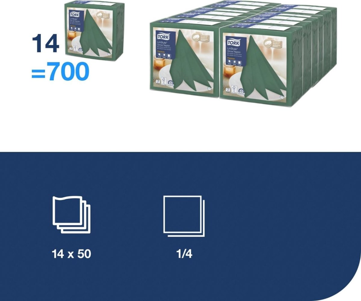 Servett TORK LinStyle grön 39x39 50/fp