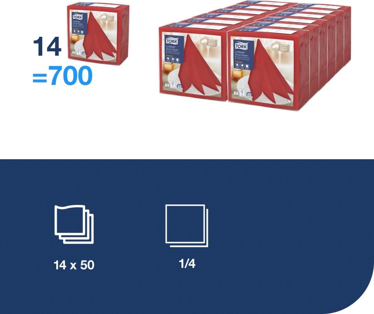 Servett TORK LinStyle röd 39x39cm 50/fp