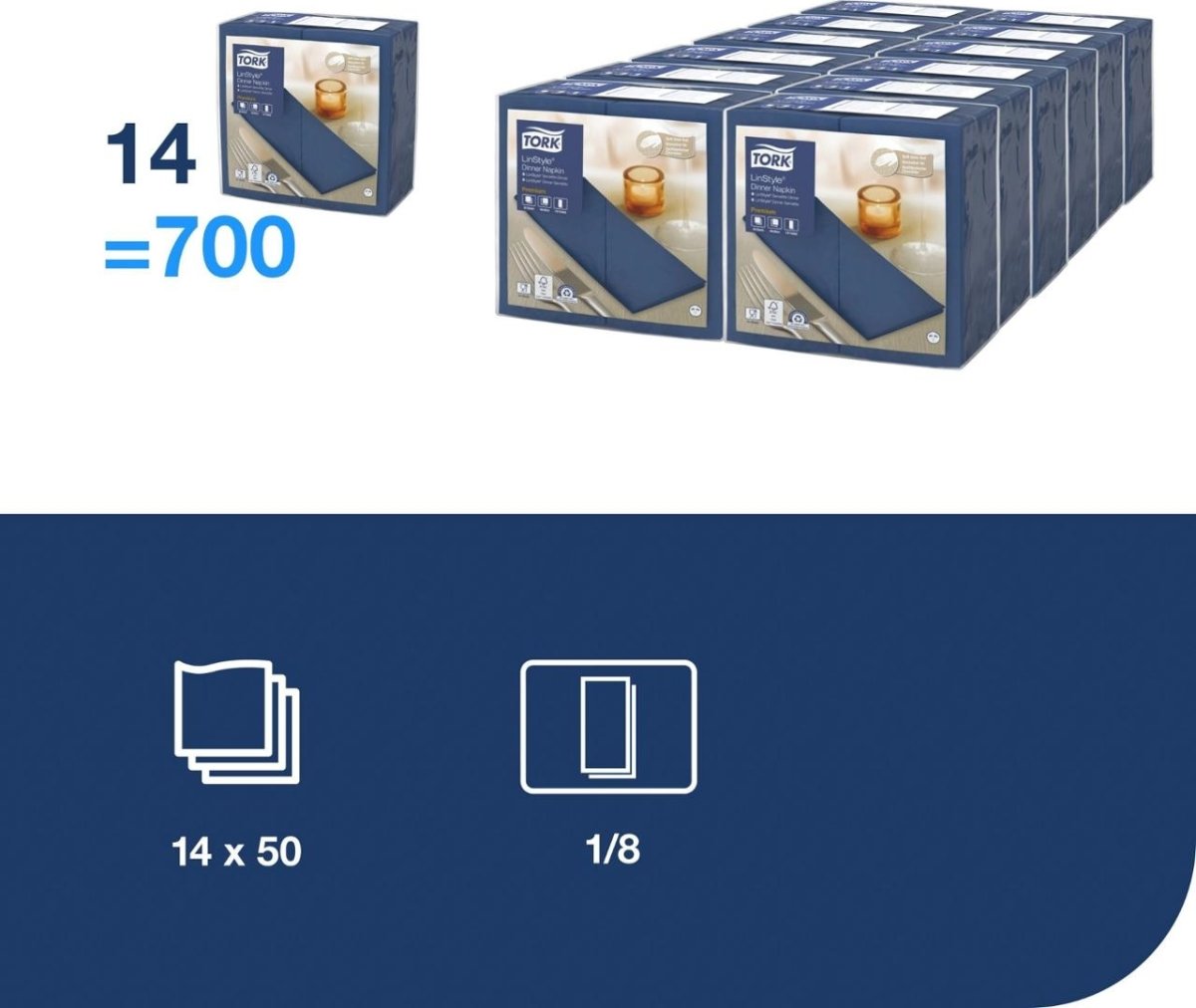 Servett TORK LinStyle mblå 39x39cm 50/fp