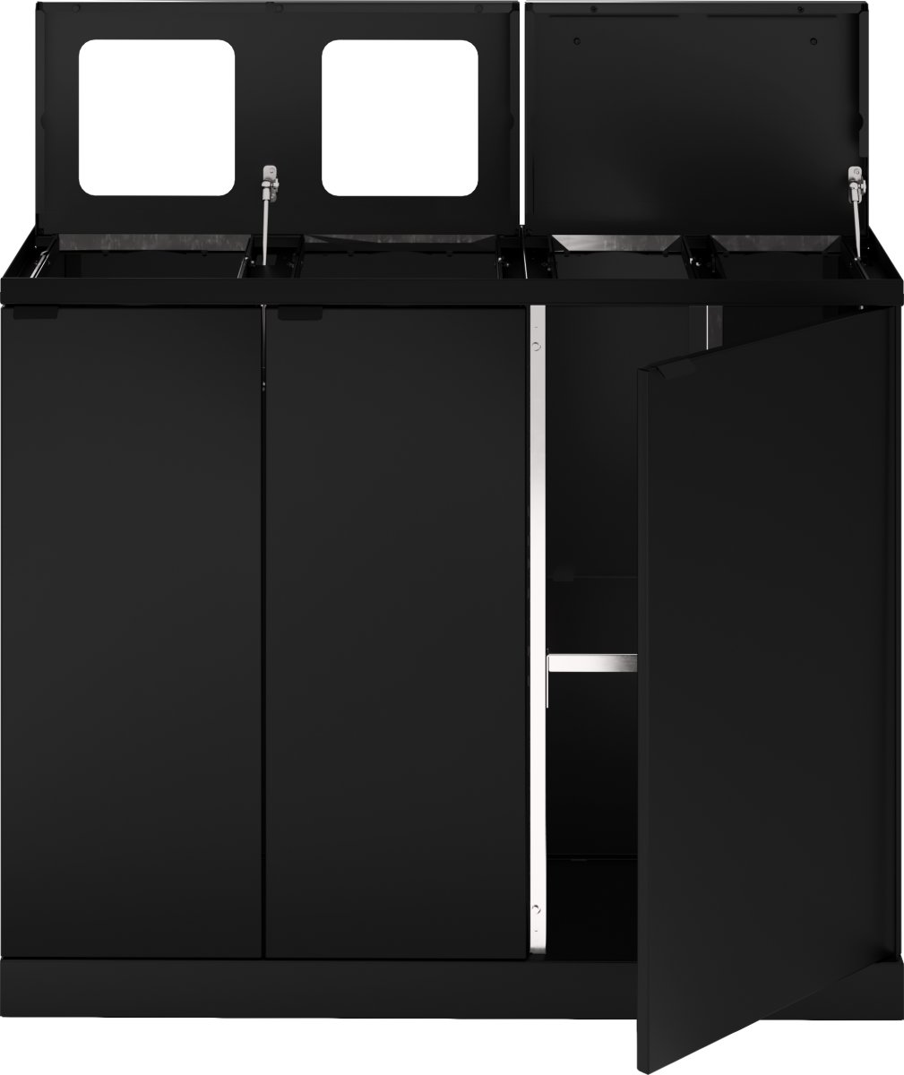 Bica 955 Avfallsstation 4 hinkar m/lock, Svart