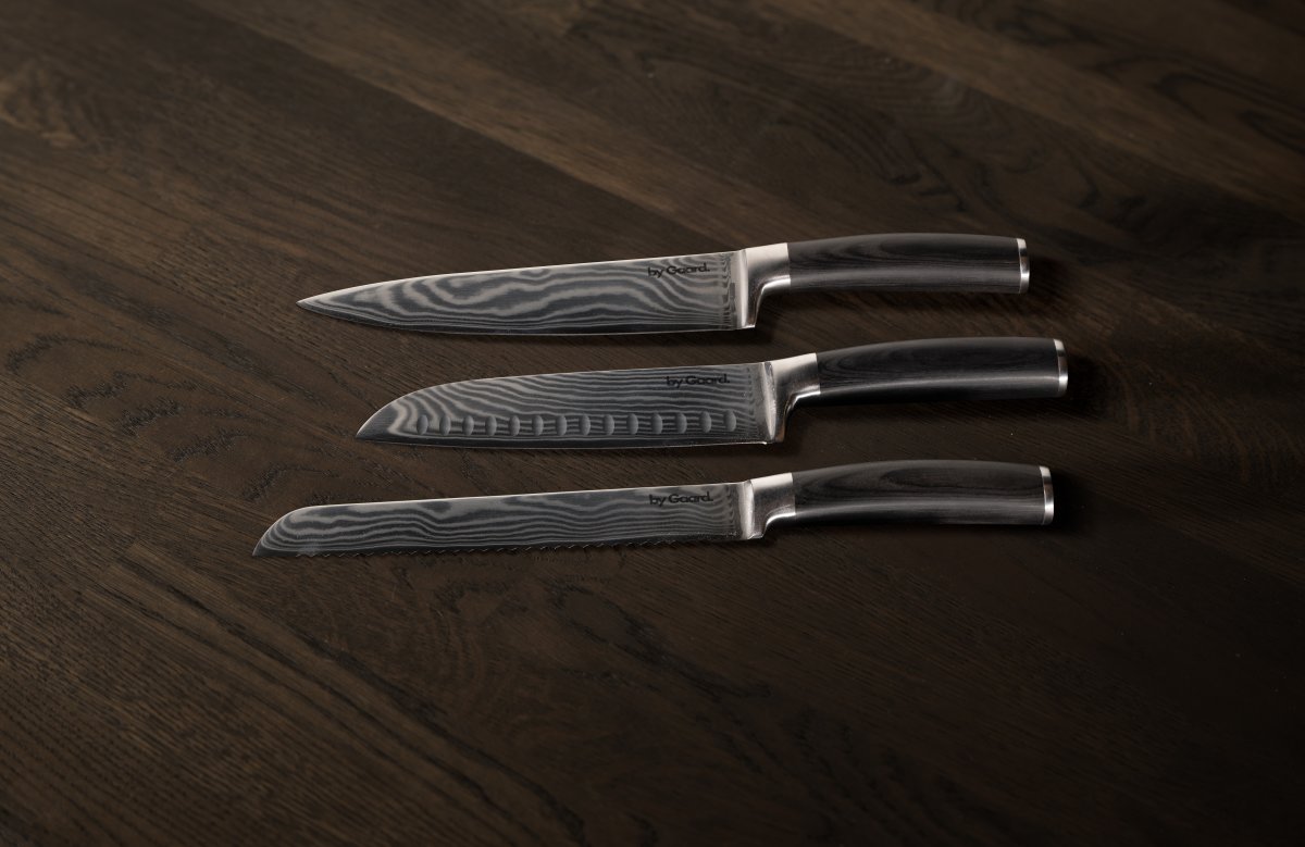 by Gaard Damascus knivset, 3 delar