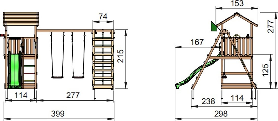 Jungle Gym Casa 2.1 lektorn m/climb och rutschkana