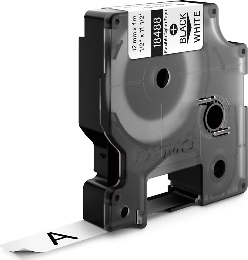 Dymo RHINO Permanent Polyester 24mm, svart på vit