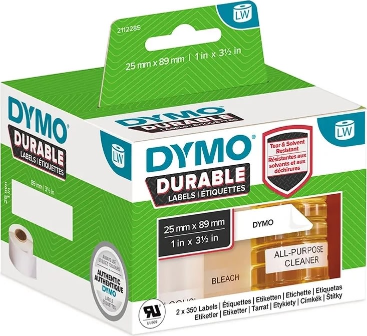 Dymo LabelWriter Durable etiketter storlek 25x89 m