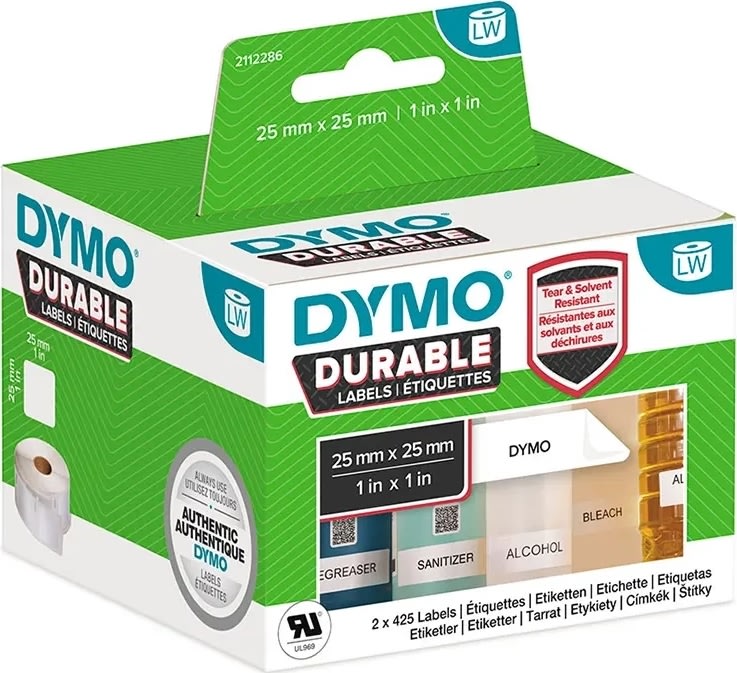 Dymo LabelWriter Durable etiketter storlek 25x25 m