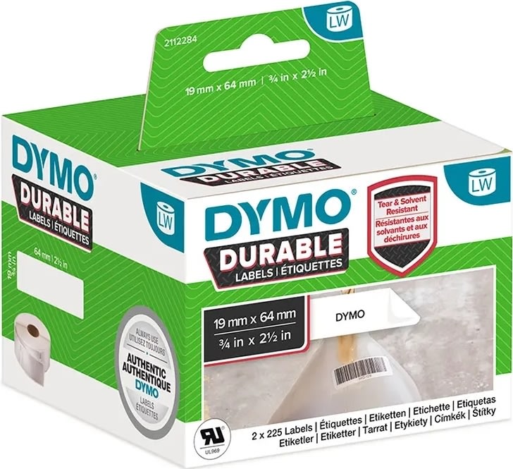 Dymo LabelWriter Durable etiketter storlek 19x64 m