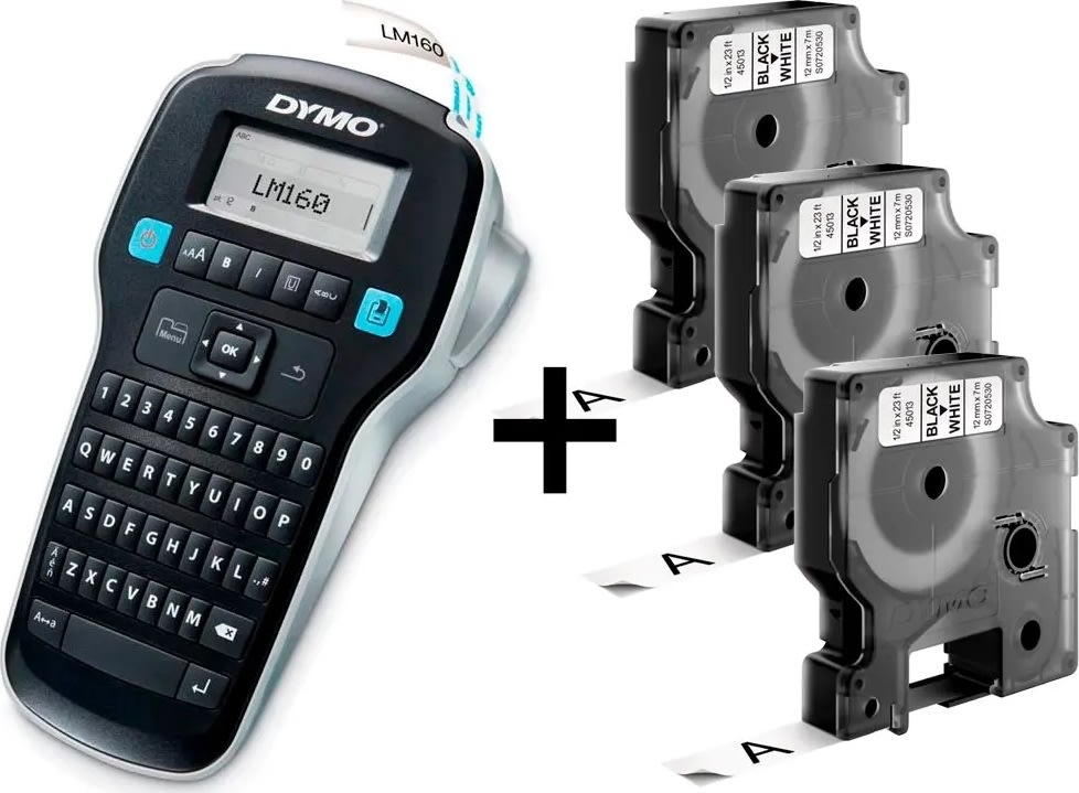 Dymo LabelManager 160 med tre rullar tejp