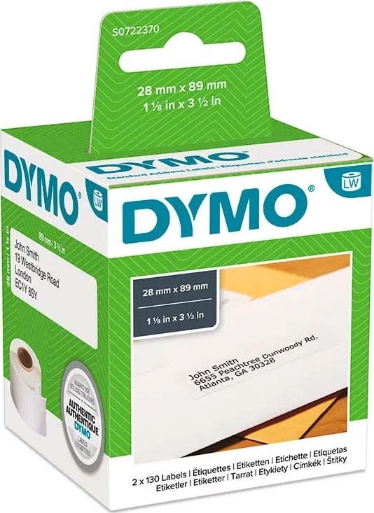 Dymo LW adressetikett, 89x28 mm