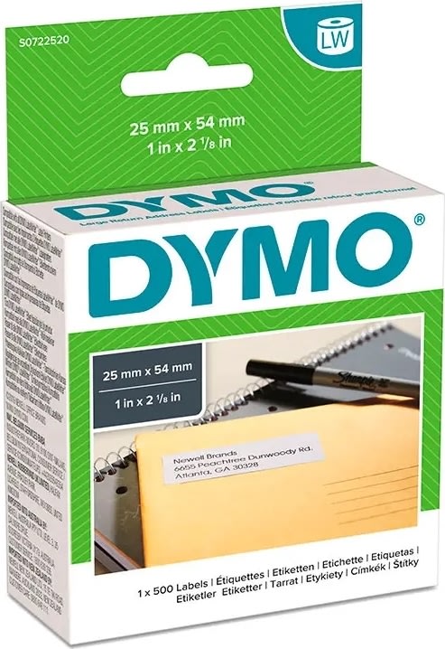 Dymo LW returadressetikett, 25x54 mm