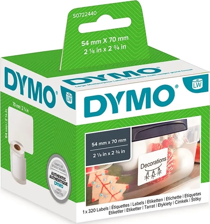 Dymo LW diskettetikett, 54x70 mm