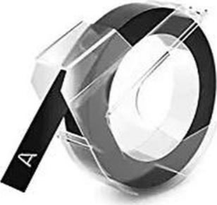 Dymo 3D präglingstape, 9 mm, vit på svart