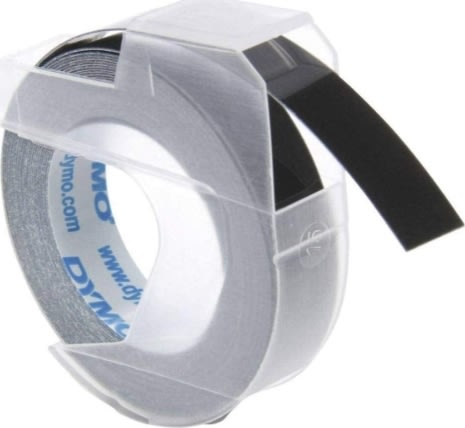 Dymo 3D präglingstape, 9 mm, vit på svart
