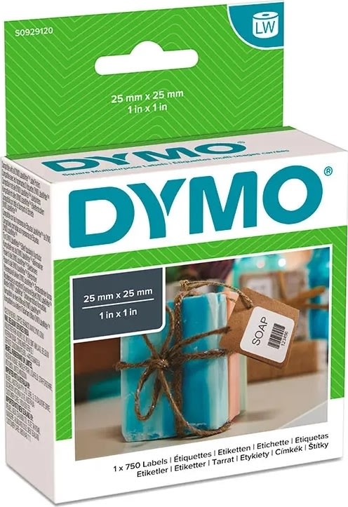 Dymo LW universaletikett, 25x25 mm, avtagbar