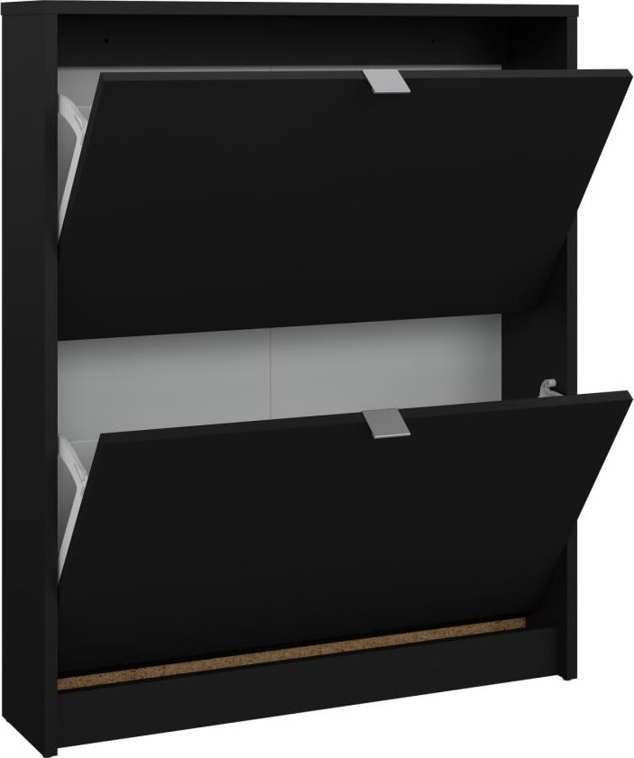 Skoskåp BudgetLine 2 fällbara luckor 2 fack Svart