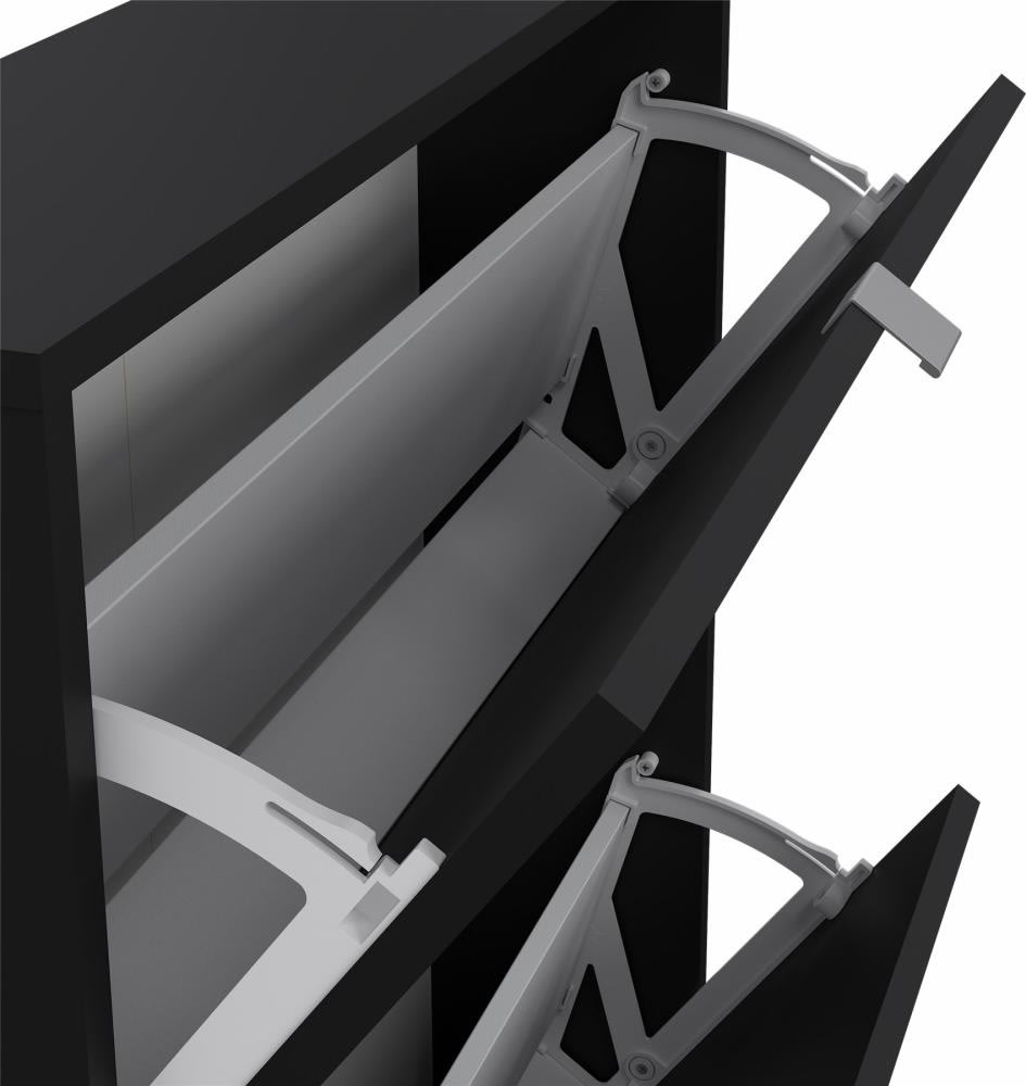 Skoskåp BudgetLine 2 fällbara luckor 2 fack Svart