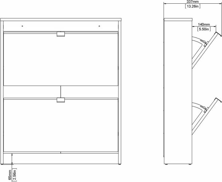 Skoskåp BudgetLine 2 fällbara luckor 2 fack Svart
