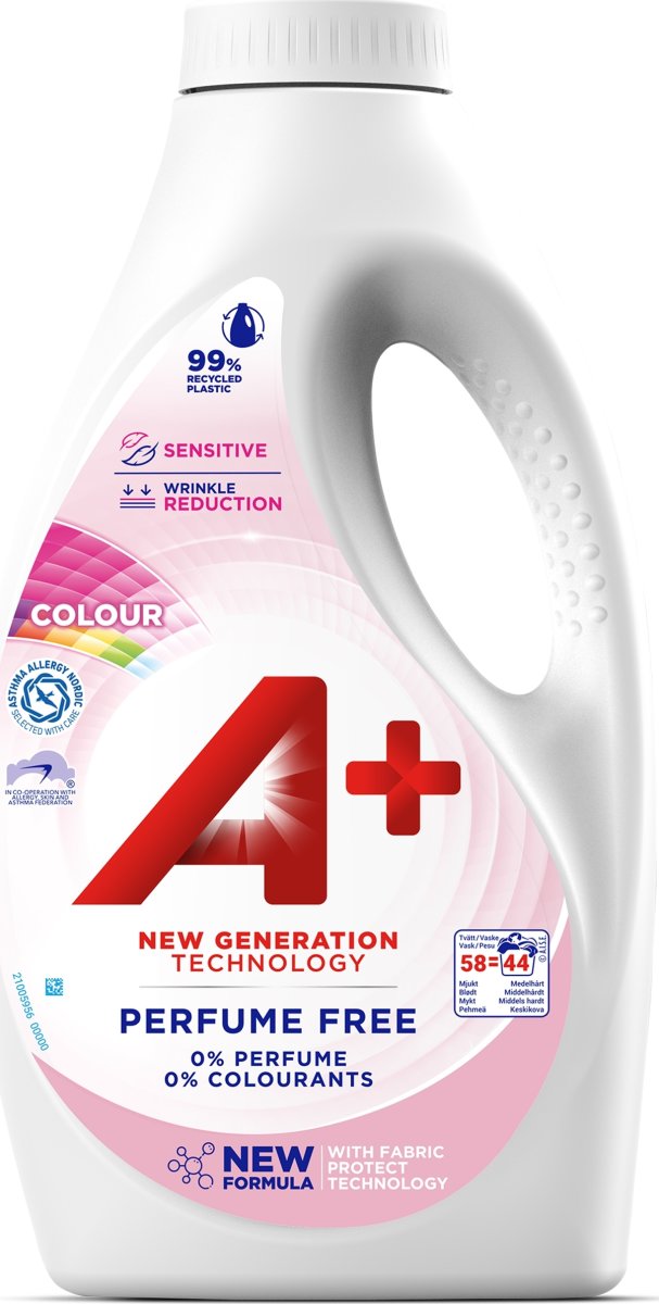 A+ Sensitive flytande tvättmedel | Colour | 2,98 l