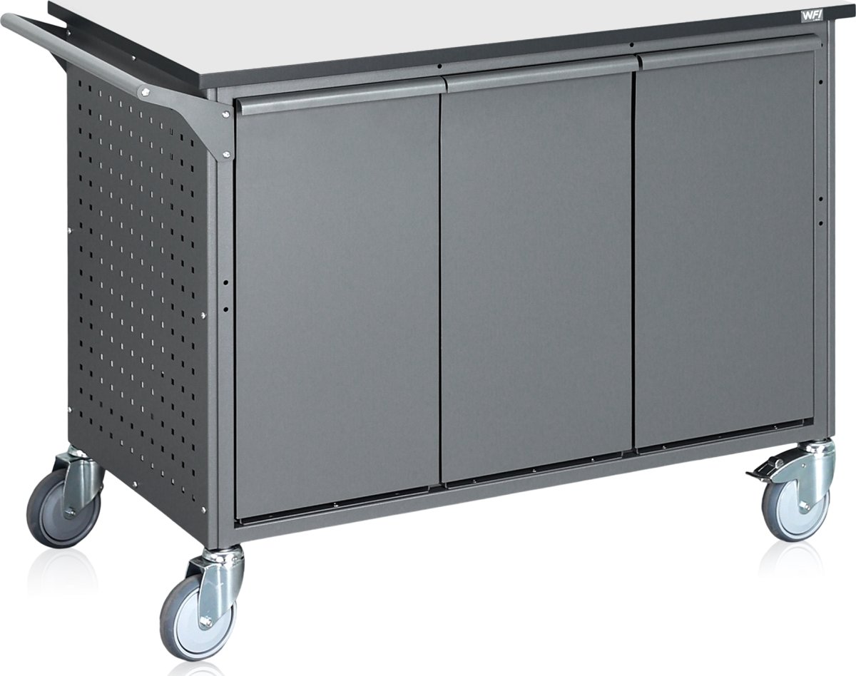 Avfallssorteringsvagn, 6 behållare, 300 L, grå