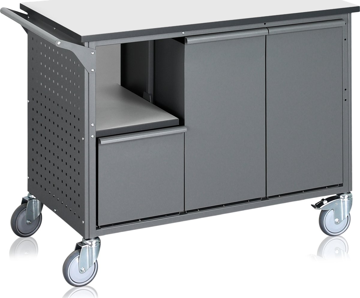 Avfallssorteringsvagn, 6 behållare, 240 L, grå