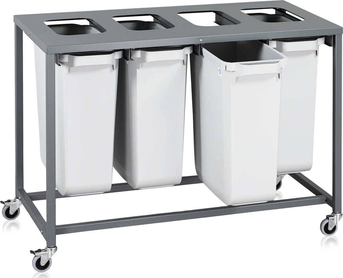 Sorteringsvagn Light, 4 behållare, 240 L.