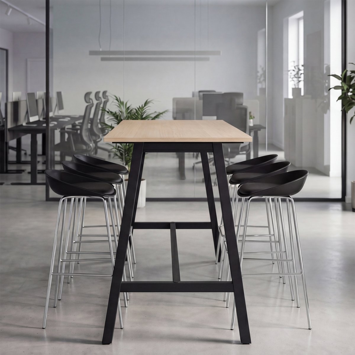 Talk Högbord, svart ram/ek-laminat, 180x70 cm