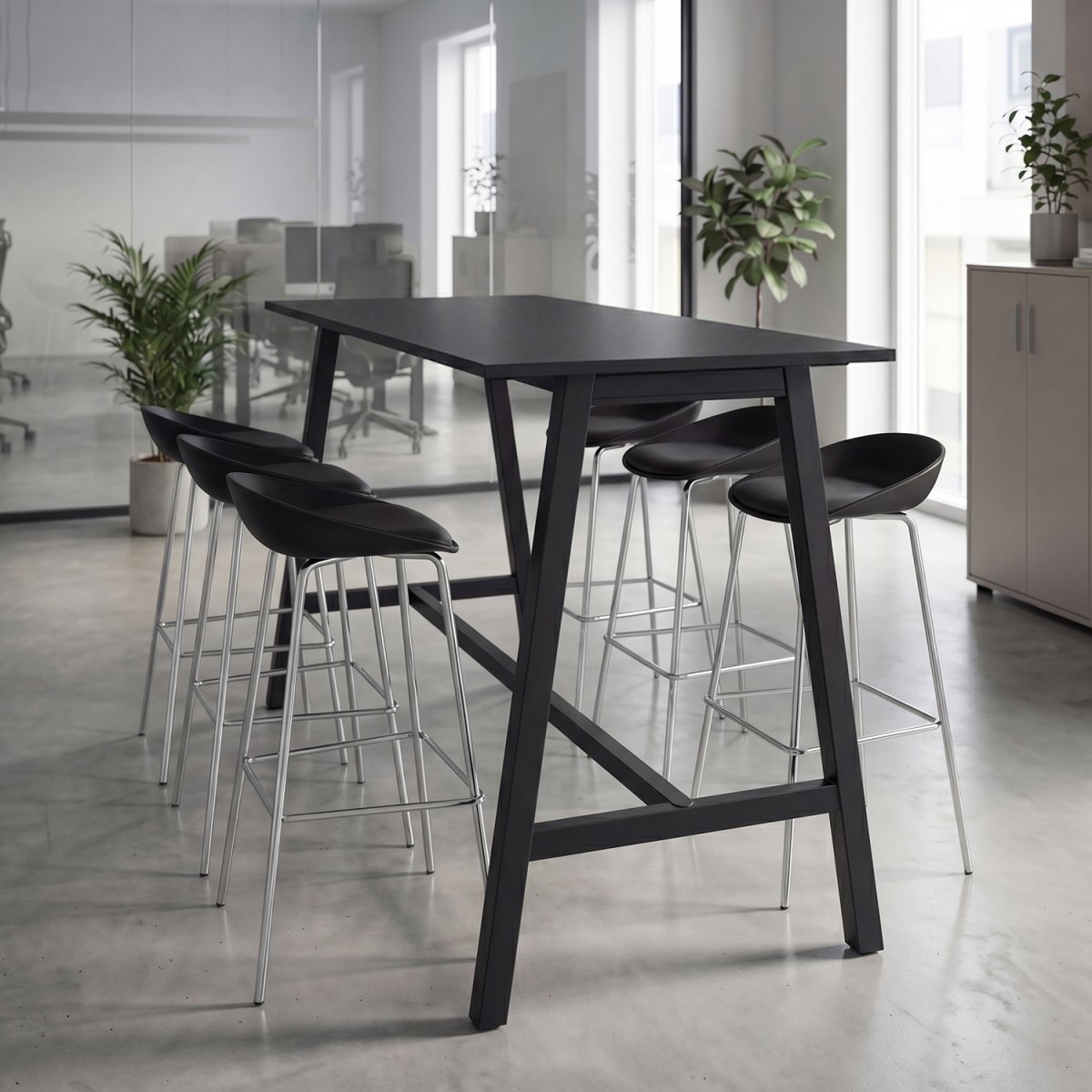 Talk Högbord, svart ram/svart laminat, 180x70 cm