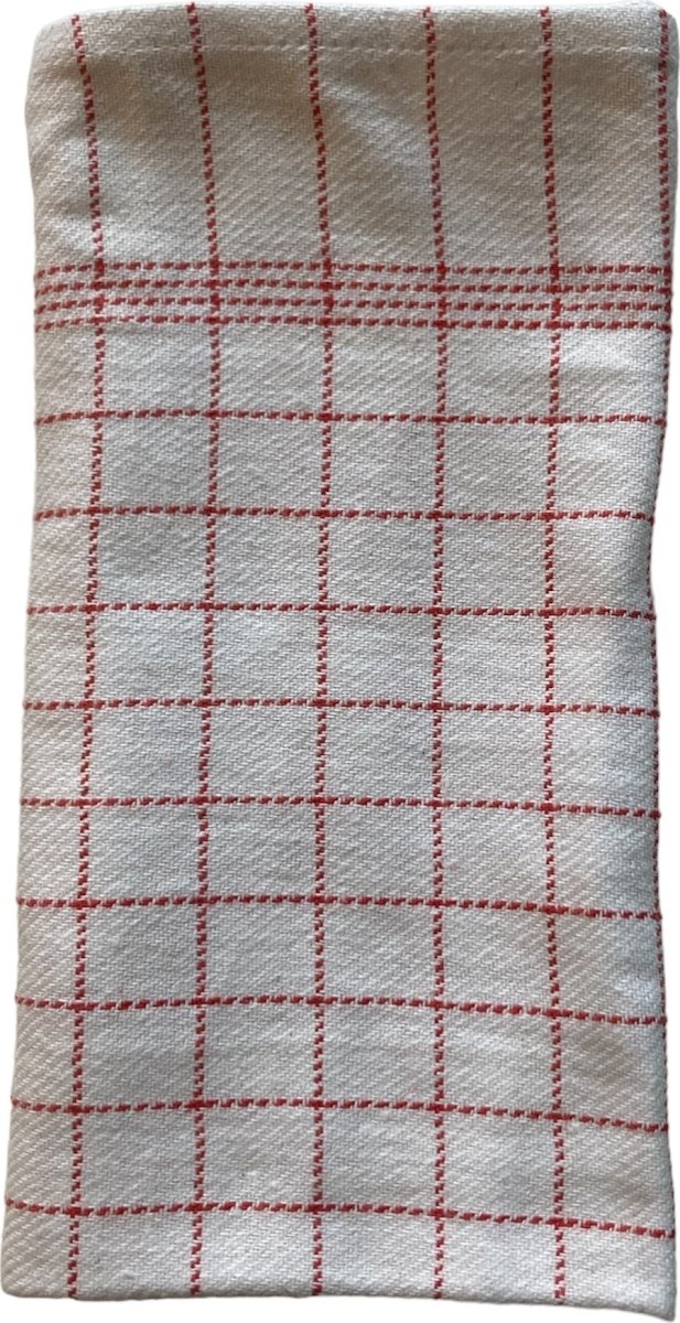Kökshandduk 50x100 cm Vit med röda rutor