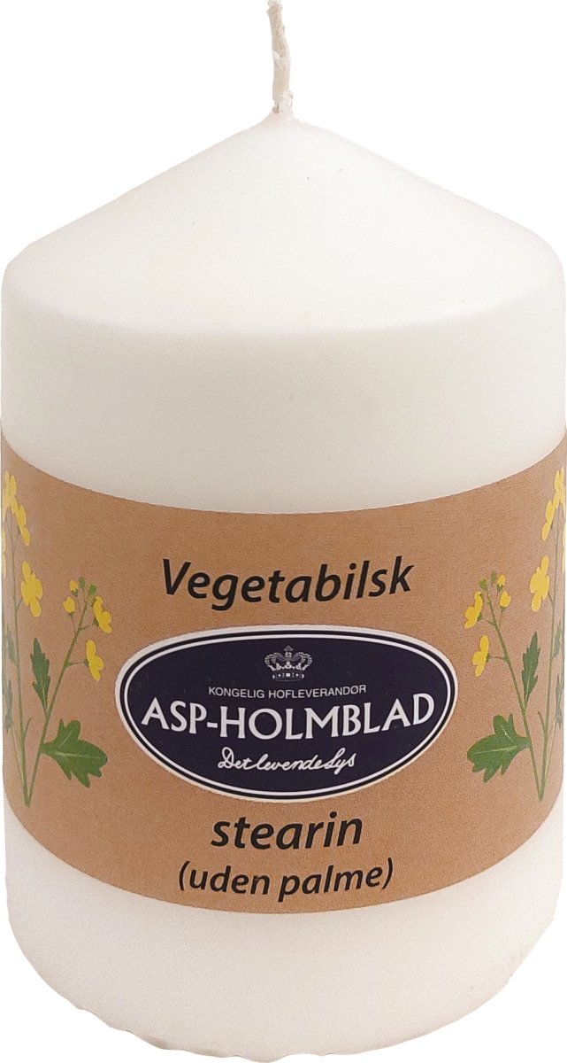 Blockljus, vegetabiliskt stearin, 6,8x10 cm, vit