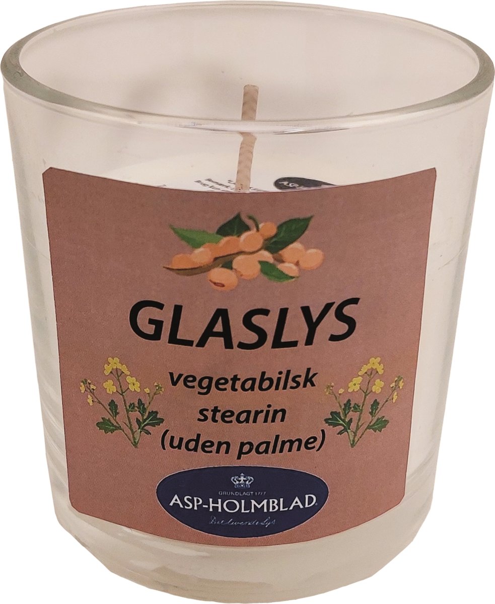 Glasljus, vegetabiliskt stearin, 7x7,6 cm, vit