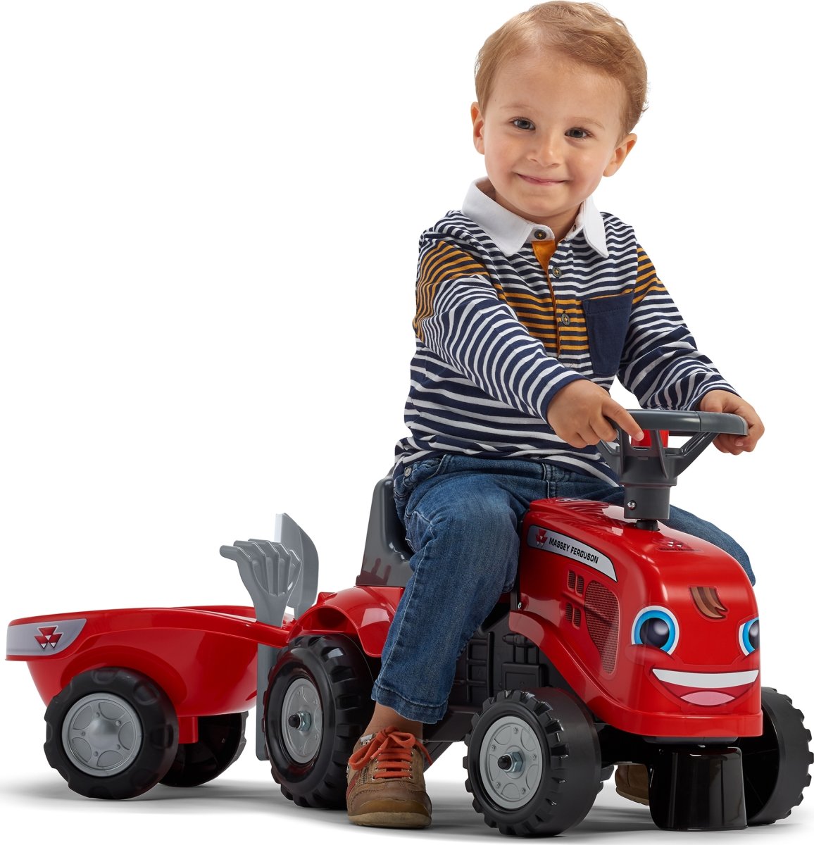 FALK Baby Massey Ferguson traktor med släp, röd
