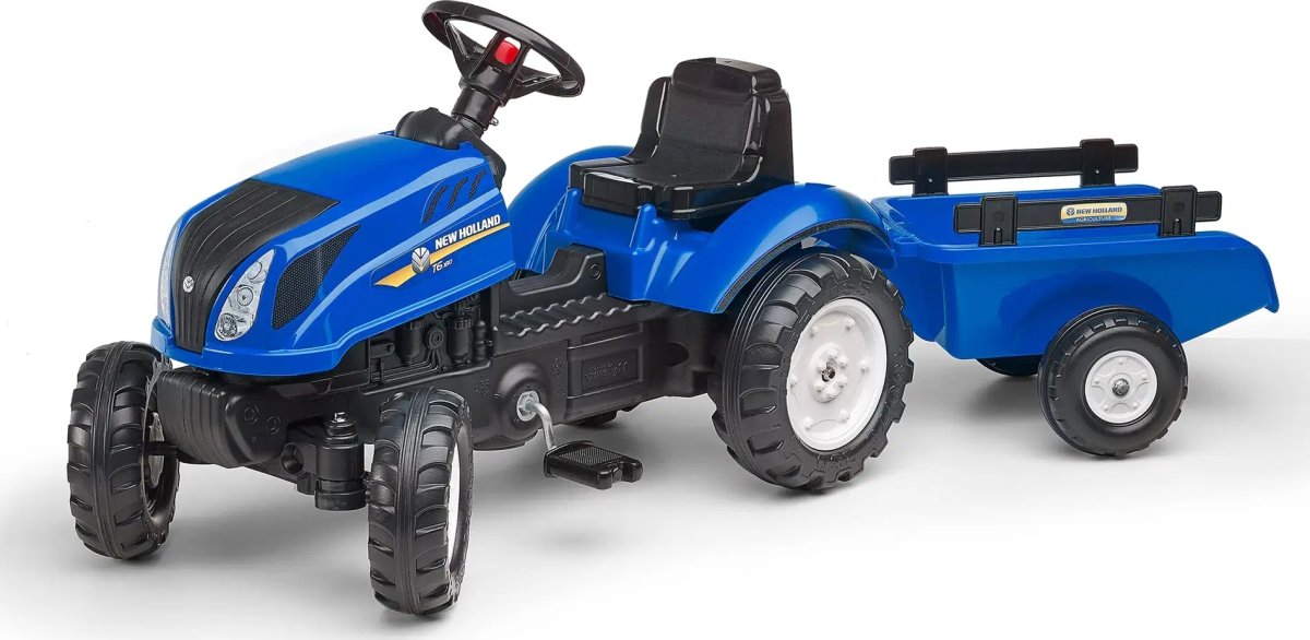 FALK New Holland traktor med vagn, blå