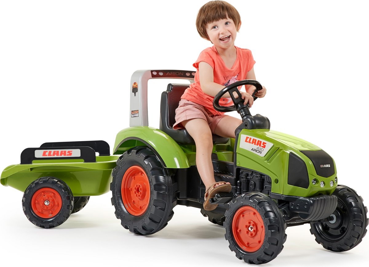 FALK Claas traktor med vagn, grön